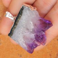 Am 1184c pendant pendentif amethyste geode pierre naturelle lithotherapie gemme bijou argent 925