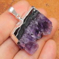 Am 1185a pendant pendentif amethyste geode pierre naturelle lithotherapie gemme bijou argent 925