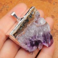 Am 1186a pendant pendentif amethyste geode pierre naturelle lithotherapie gemme bijou argent 925