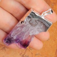 Am 1187c pendant pendentif amethyste geode pierre naturelle lithotherapie gemme bijou argent 925