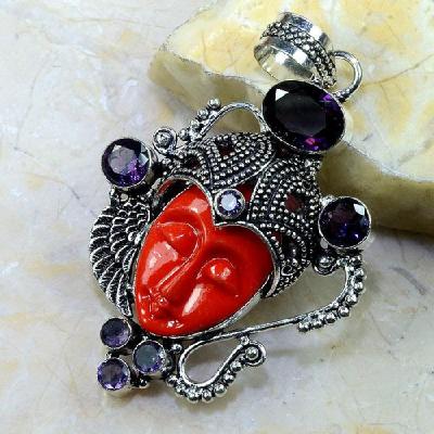 Am 1189c pendant pendentif amethyste jaspe bouddha pierre gemme achat vente bijou argent 925