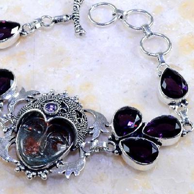 Am 1195b bracelet amethyste violette pourpre bouddha hippie bijou achat vente argent 925