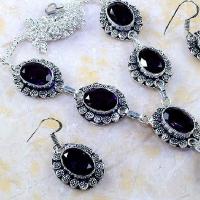 Am 1197b parure collier boucles pendants oreilles amethyste pourpre bijou achat vente argent 925