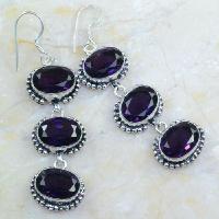 Am 1216a boucles pendant oreilles 1900 amethyste pourpre bijou achat vente argent 925