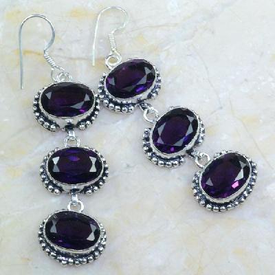 Am 1216b boucles pendant oreilles 1900 amethyste pourpre bijou achat vente argent 925