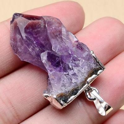 Am 1220b pendant pendentif amethyste geode pierre naturelle lithotherapie gemme achat vente bijou argent 925