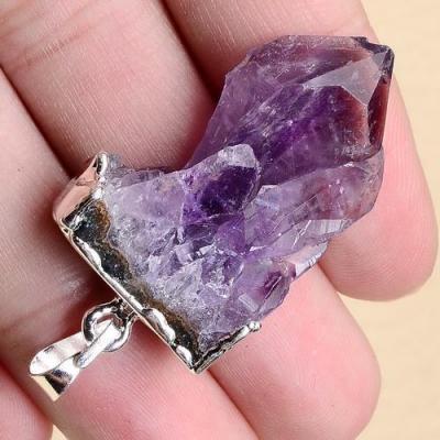 Am 1220b pendant pendentif amethyste geode pierre naturelle lithotherapie gemme achat vente bijou argent 925