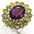 Am 1227c bague t60 fiancailles 1900 amethyste pourpre peridot bijou achat vente argent 925