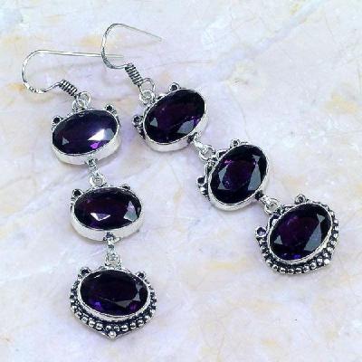 Am 1241a boucles pendants oreilles amethyste violet pourpre bijou achat vente argent 925