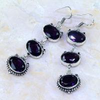 Am 1241b boucles pendants oreilles amethyste violet pourpre bijou achat vente argent 925