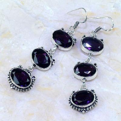 Am 1241a boucles pendants oreilles amethyste violet pourpre bijou achat vente argent 925