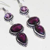 Am 1294c boucles oreilles 1900 belle epoque amethyste violette pourpre bijou achat vente argent 925