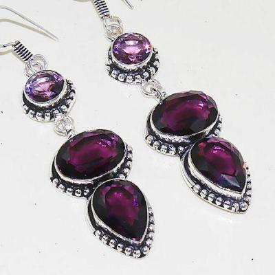 Am 1294a boucles oreilles 1900 belle epoque amethyste violette pourpre bijou achat vente argent 926