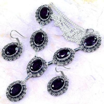 Am 1302c parure collier boucles 1900 amethyste pourpre bijou achat vente