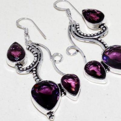 Am 1332c boucles pendants oreilles amethyste violet 1900 bijoux achat vente argent 925