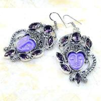 Am 1336a boucles pendants oreilles bouddha amethyste violet 1900 achat vente argent 925