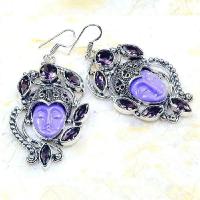 Am 1336b boucles pendants oreilles bouddha amethyste violet 1900 achat vente argent 925