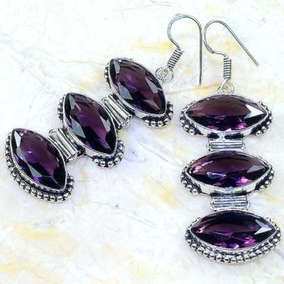 Am 1349c boucles pendants oreilles amethyste pourpre violet 1900 achat vente argent 925