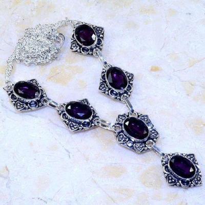 Am 1350b collier parure sautoir 1900 amethyste pourpre bijou argent 925 achat vente