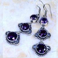 Am 1355b boucles pendants oreilles amethyste pourpre violet 1900 achat vente argent 925