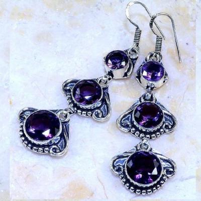 Am 1355c boucles pendants oreilles amethyste pourpre violet 1900 achat vente argent 925