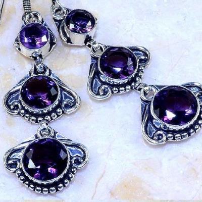 Am 1355c boucles pendants oreilles amethyste pourpre violet 1900 achat vente argent 925