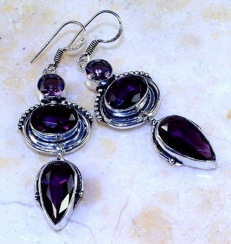 Am 1360a boucles pendants oreilles amethyste pourpre violet 1900 achat vente argent 925