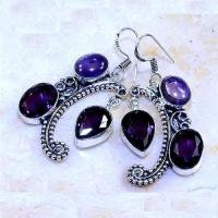 Am 1362b boucles pendants oreilles amethyste pourpre violet 1900 achat vente argent 925