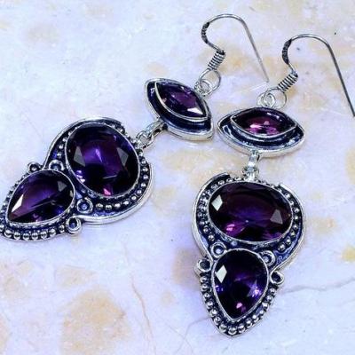 Am 1363c boucles pendants oreilles amethyste pourpre violet 1900 achat vente argent 925