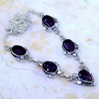 Am 1365a collier parure sautoir 1900 amethyste 10x15mm pourpre bijou argent 925 achat vente