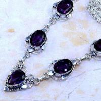 Am 1365b collier parure sautoir 1900 amethyste 10x15mm pourpre bijou argent 925 achat vente