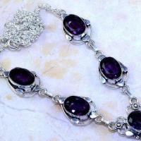 Am 1365c collier parure sautoir 1900 amethyste 10x15mm pourpre bijou argent 925 achat vente