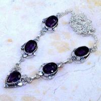 Am 1365d collier parure sautoir 1900 amethyste 10x15mm pourpre bijou argent 925 achat vente