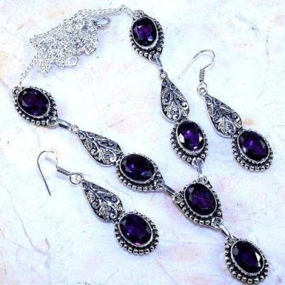 Am 1371a collier boucles pendants oreilles amethyste pourpre violet 1900 achat vente argent 925