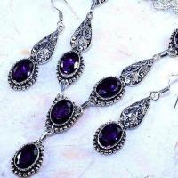 Am 1371b collier boucles pendants oreilles amethyste pourpre violet 1900 achat vente argent 925