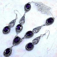 Am 1371d collier boucles pendants oreilles amethyste pourpre violet 1900 achat vente argent 925