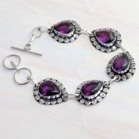 Am 1375d bracelet 18gr 10x15mm amethyste pourpre violet 1900 achat vente argent 925