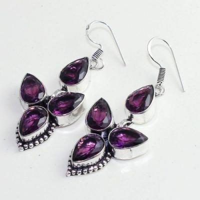 Am 1376c boucles pendants oreilles amethyste pourpre 14gr violet 1900 achat vente argent 925