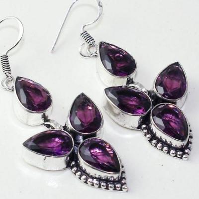 Am 1376c boucles pendants oreilles amethyste pourpre 14gr violet 1900 achat vente argent 925