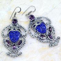 Am 1380a boucles pendants oreilles bouddha amethyste pourpre violet 1900 achat vente argent 925