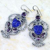 Am 1380b boucles pendants oreilles bouddha amethyste pourpre violet 1900 achat vente argent 925