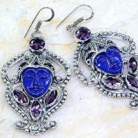 Am 1380c boucles pendants oreilles bouddha amethyste pourpre violet 1900 achat vente argent 925