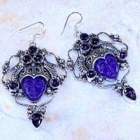 Am 1382a boucles pendants oreilles bouddha amethyste pourpre violet 1900 achat vente argent 925