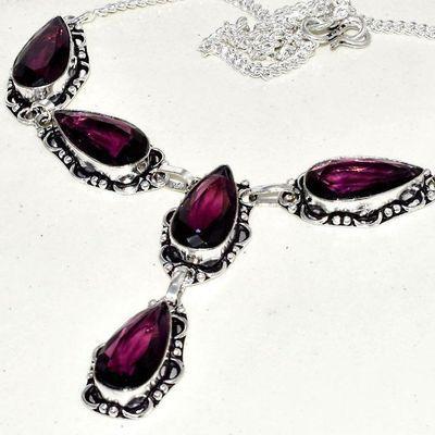 Am 1399b collier sautoir parure 10x20mm amethyste pourpre violet 1900 achat vente argent 925