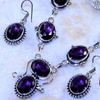 Am 1411c collier boucles oreilles 12x178mm parure 40gr amethyste pourpre violet chat vente