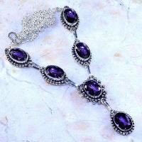 Am 1412a collier sautoir parure 10x15mm 30gr amethyste pourpre violet 1900 achat vente argent 925