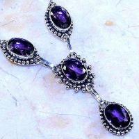 Am 1412c collier sautoir parure 10x15mm 30gr amethyste pourpre violet 1900 achat vente argent 925