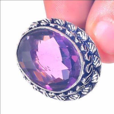 Am 1420a bague chevaliere t61 13gr 16x20mm amethyste pourpre violet 1900 achat vente argent 925