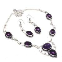 Am 1422a collier boucles oreilles 12x15mm parure 40gr amethyste pourpre violet chat vente