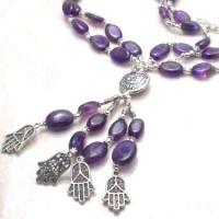 Am 1438b collier sautoir parure 10x15mm 64gr amethyste pourpre violet hamsa achat vente argent 925